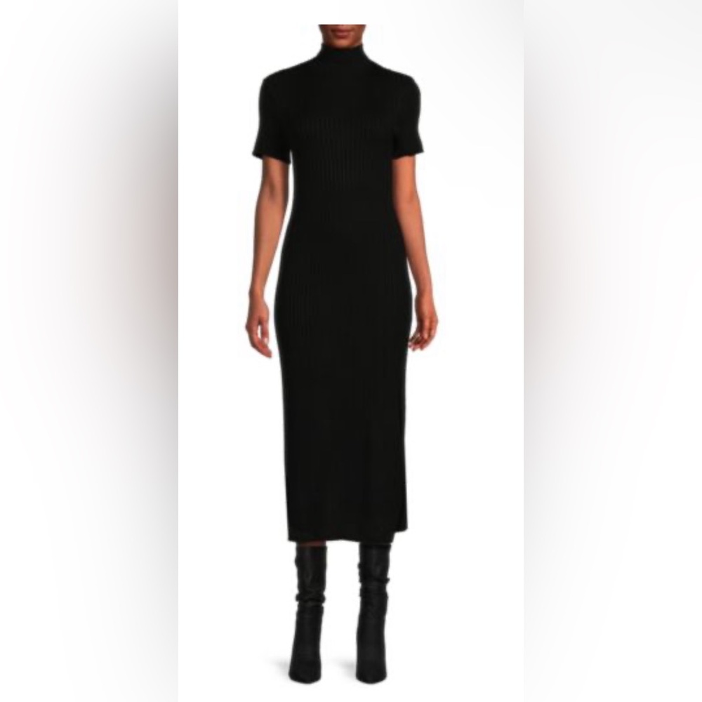 STAUD Lilou Wool Blend Sheath Dress in Black, M